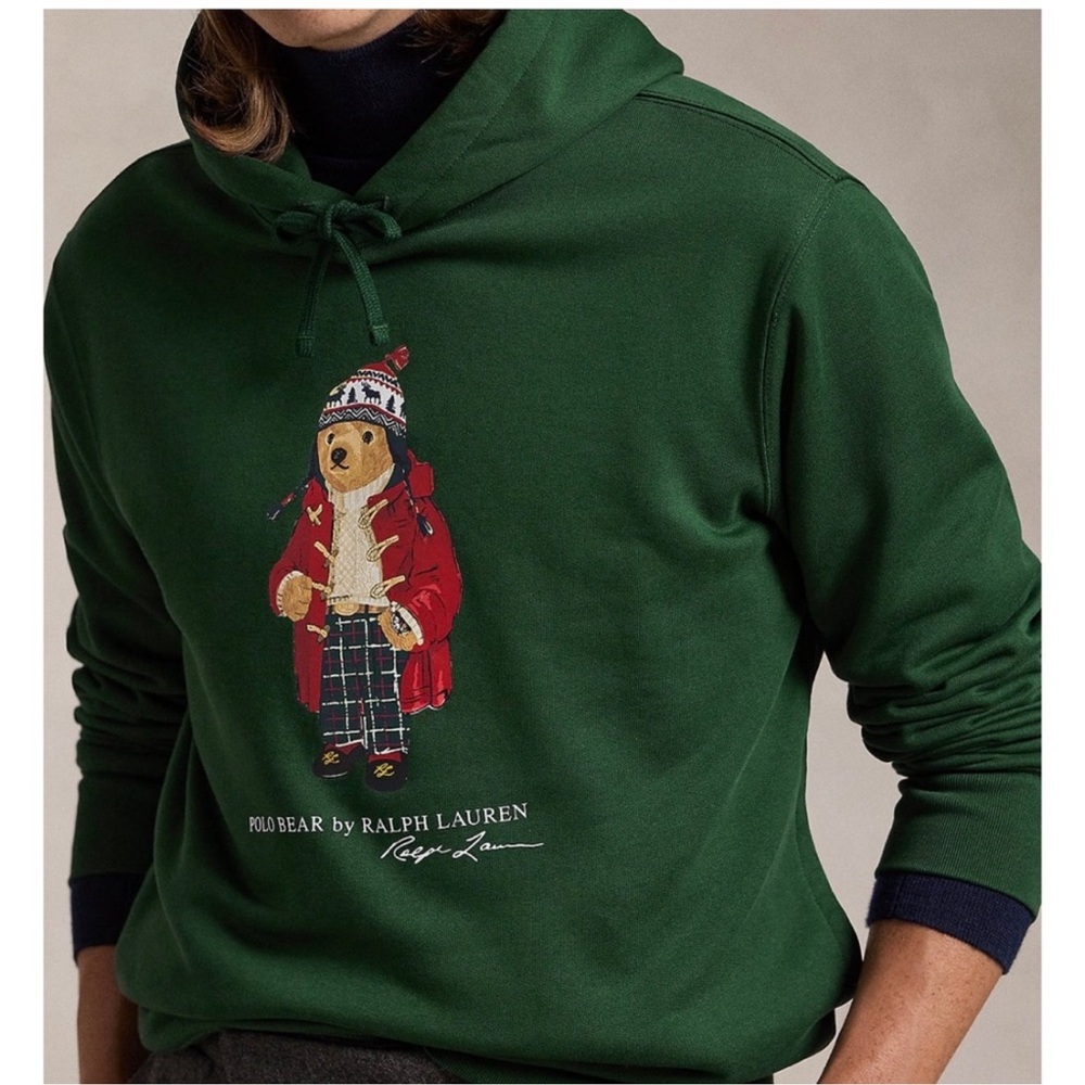 POLO RALPH LAUREN MEN’S WINTER POLO BEAR HOODIE GREEN NWT M